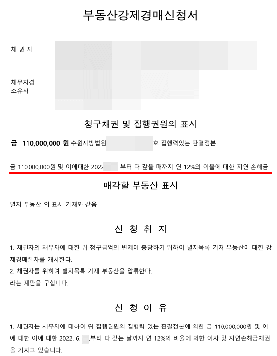부동산강제경매신청서-예시