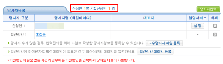 소송비용액확정-당사자