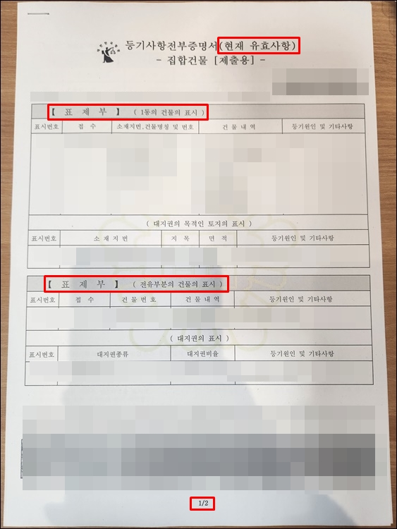 등기필통지-등기부등본-현재유효사항