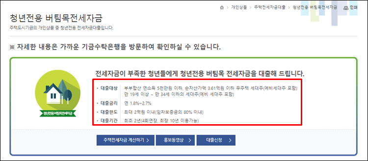 청년버팀목전세대출-조건