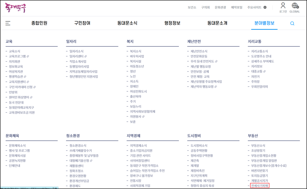 동대문구청-홈페이지